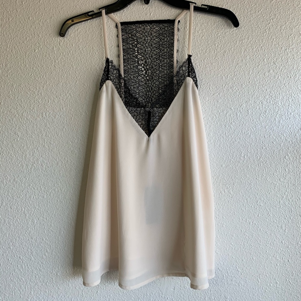 White Tank with Classy Black Lace Trim